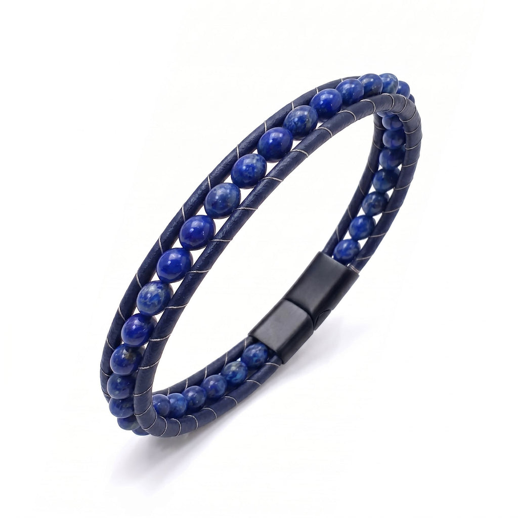 Derin mavi 6 mm lapis küreler ve lacivert kordon, beyaz zeminde ürün