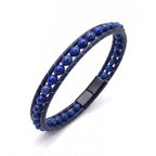 Derin mavi 6 mm lapis küreler ve lacivert kordon, beyaz zeminde ürün