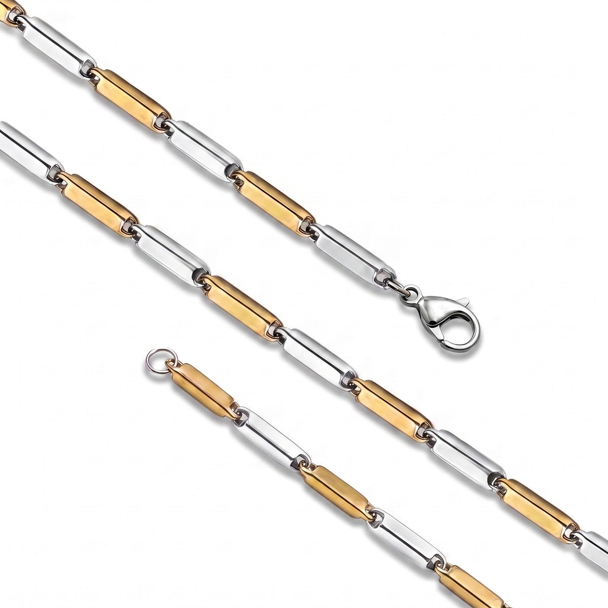 Düz Kibrit Erkek Çelik Kolye 3mm 55cm Üç Renkli - 8