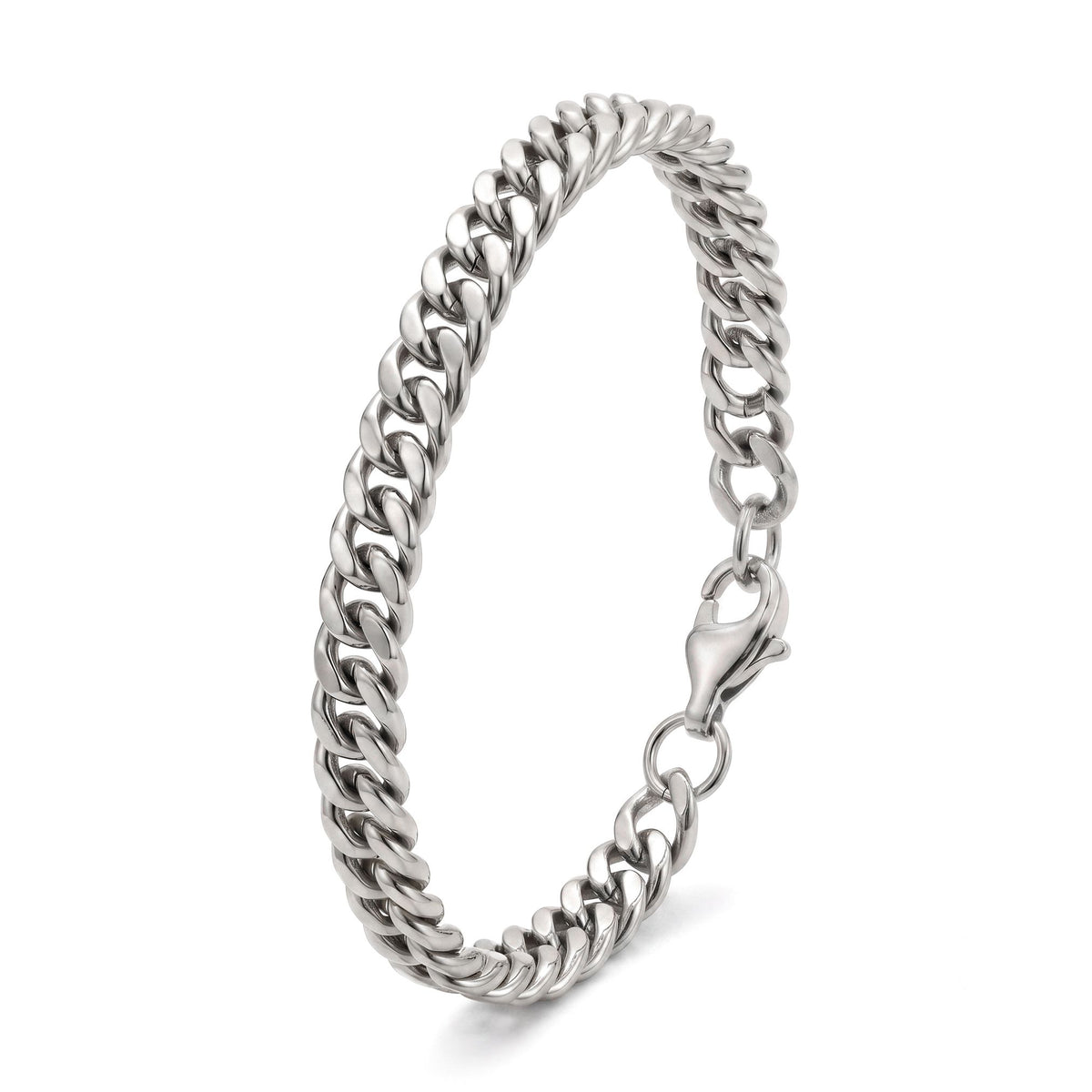 Rivet flat mariner bilekliğin gümüş tonu, düz halkalar ve kilit ürün fotoğrafında