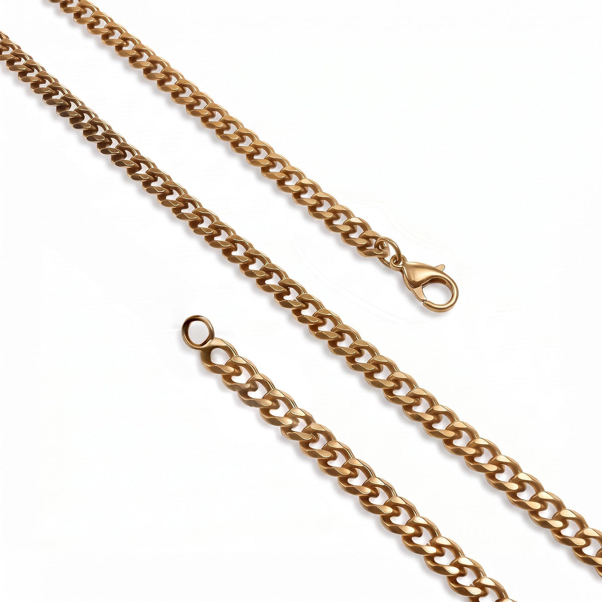 6x2 mm yassı gold mariner halkaları ve kilit, diyagonal yerleşim