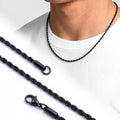AZAROO Anchor Siyah 2 mm ince halat kolye boyunda, yanında zincirin sade ürün hali